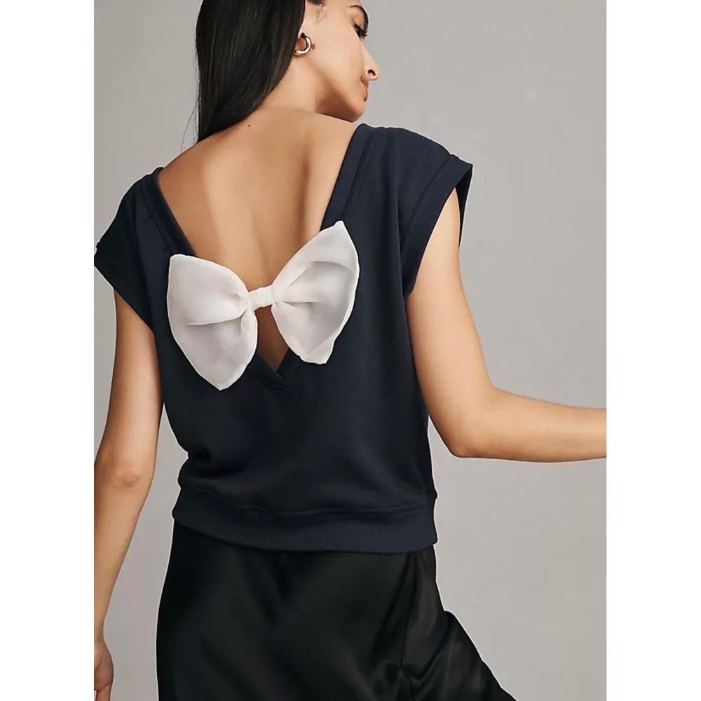 Maeve Anthropologie Navy Blue Sleeveless Bow Back Muscle Tee Medium